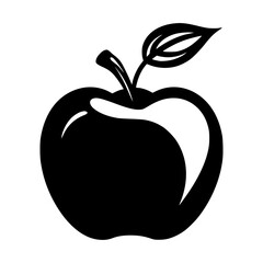 Apple black silhouette graphic. Cartoon style. Vector illustration on white isolated background. Perfect for logos, shirts, web