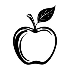 Apple black silhouette graphic. Cartoon style. Vector illustration on white isolated background. Perfect for logos, shirts, web