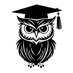 Vector illustration of a wise owl wearing a graduation cap, symbolizing education and knowledge.