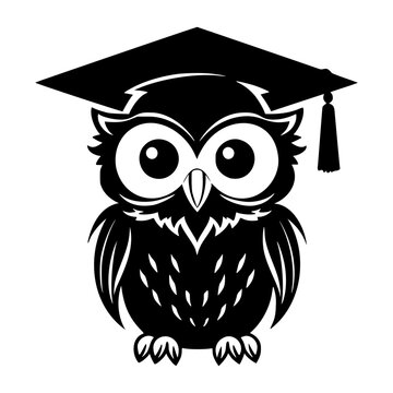 Vector illustration of a wise owl wearing a graduation cap, symbolizing education and knowledge.