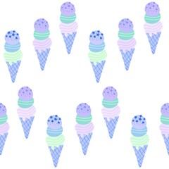 Cartoon seamless ice cream pattern for wrapping paper and fabrics and linens and kids clothes print