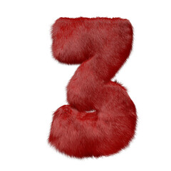 Symbol made of red fur. number 3