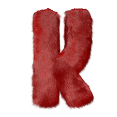Symbol made of red fur. letter k