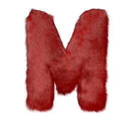 Symbol made of red fur. letter m