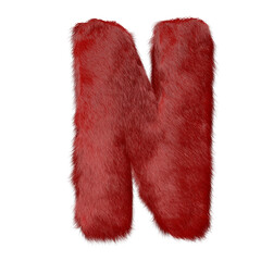 Symbol made of red fur. letter n