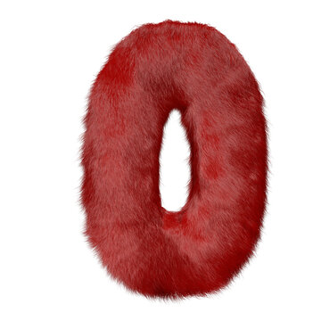 Symbol made of red fur. letter o