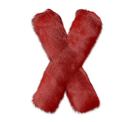 Symbol made of red fur. letter x