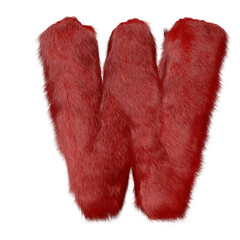Symbol made of red fur. letter w