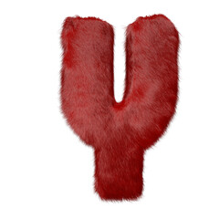 Symbol made of red fur. letter y