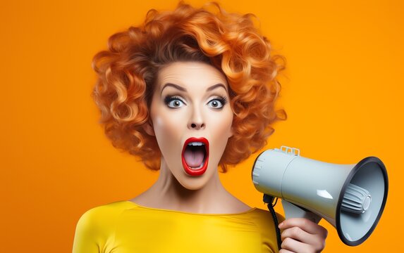 A Woman With Red Hair Holding A Hair Dryer