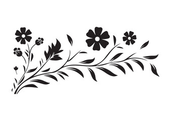 Wall mural black floral ornament silhouette, print ready, eps, cutting file, flower motif