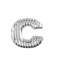 Silver symbol with vertical ribs. letter c