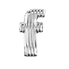 Silver symbol with vertical ribs. letter f