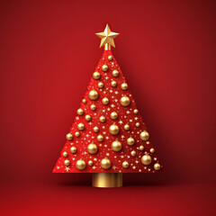 Christmas tree. Abstract tree. Christmas decoration. 3D Christmas tree isolated on flat background.