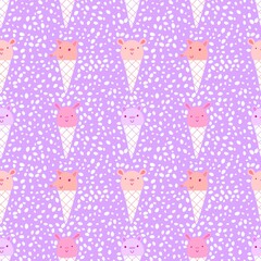 Cartoon animals seamless ice cream pattern for wrapping paper and fabrics and linens and kids clothes print