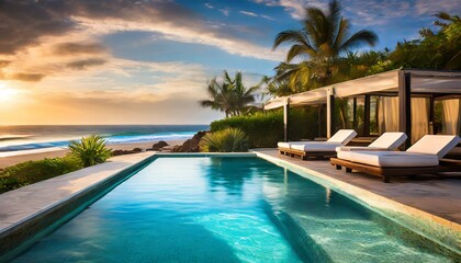 Fototapeta na wymiar a luxury pool with a view 
