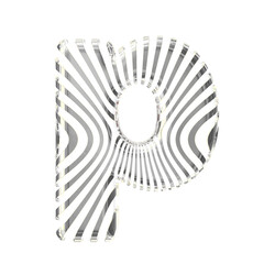 White symbol with ultra thin silver straps. letter p