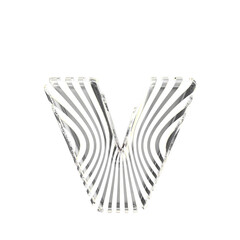 White symbol with ultra thin silver straps. letter v