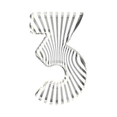 White symbol with ultra thin silver straps. number 3