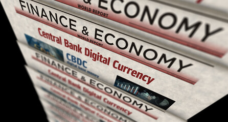 Obraz premium CBDC Digital Currency newspaper printing media