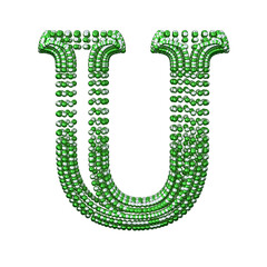 Symbol of small silver and green spheres. letter u