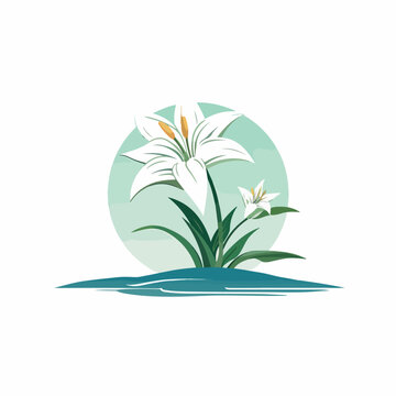 Lilies in cartoon, doodle style. 2d vector illustration in logo, icon style. AI Generative