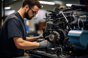 engineer working on a machine