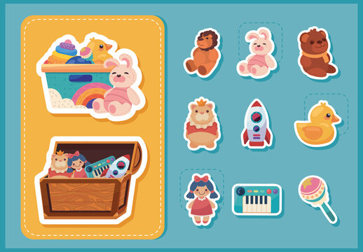 Colorful Cute Toy Collection Sticker Set