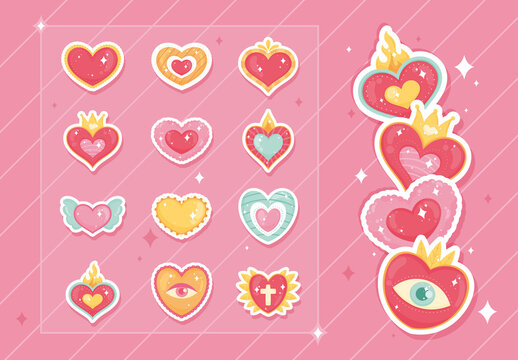Cute Hearts Sticker Sets