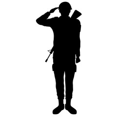 Salute silhouette vector illustration. Military salute graphic resources for icon, symbol, or sign. Respect soldier silhouette for military, army, security, war or defense