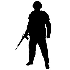 Soldiers silhouette vector illustration. Military soldier graphic resources for icon, symbol, or sign. Soldier silhouette for military, army, security, war or defense