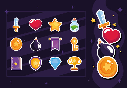 Video Game Items Sticker Sets