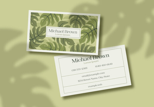 Green Botanical Minimalist Business Card Template