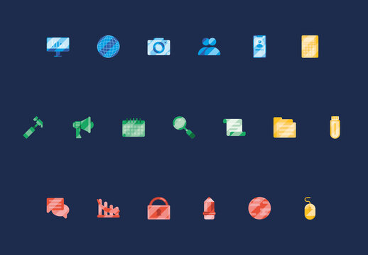 Modern Flat Gradient Business and Technology Icon Set