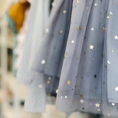 Closeup shot of a fabric with stars and moons