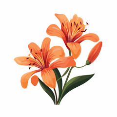 Lilies in cartoon, doodle style. 2d vector illustration in logo, icon style. AI Generative