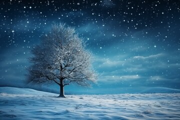 Winter night Christmas tale. Merry Christmas and Happy New Year concept. Background with copy space