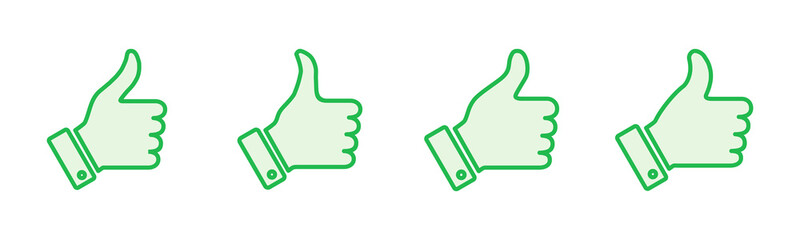Obraz premium Thumbs up icon set. Hand like. Like icon vector.
