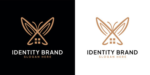 Luxury butterfly house line logo
