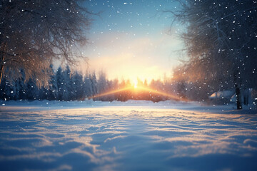 Midnight Serenity: Snowy Winter Lake Scene