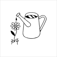 flower watering can vector illustration