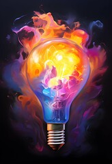 Creative mind colorful light bulb abstract fuels ideas of innovation