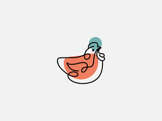 Creative abstract linear logo chicken icon for your company