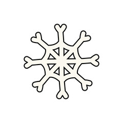 Vector groovy retro cartoon snowflake isolated on white background