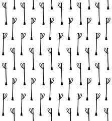 Vector seamless pattern of hand drawn horse stick silhouette isolated on white background - obrazy, fototapety, plakaty