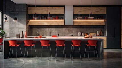 the beauty of a contemporary kitchen with an emphasis on the spacious countertop area reserved for text or design elements. The image provides a high-quality backdrop for various creative projects.