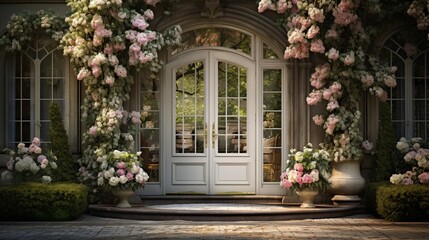  the elegance of a designer entrance door to a country house with a modern aesthetic. 