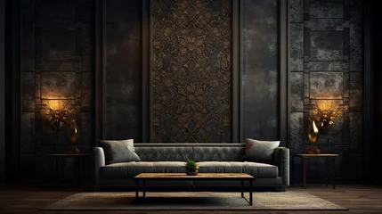 Foto op Plexiglas A high-definition photograph highlighting a wall texture that embodies luxury, with its intricate patterns and rich colors, capturing the essence of opulent interior design. © ZUBI CREATIONS