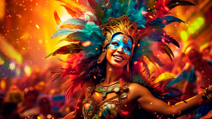 woman dancer in costume at Carnival of Rio de Janeiro