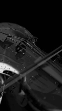 violinist plays the violin, glass and water drops, fantasy, 3d render, background for music